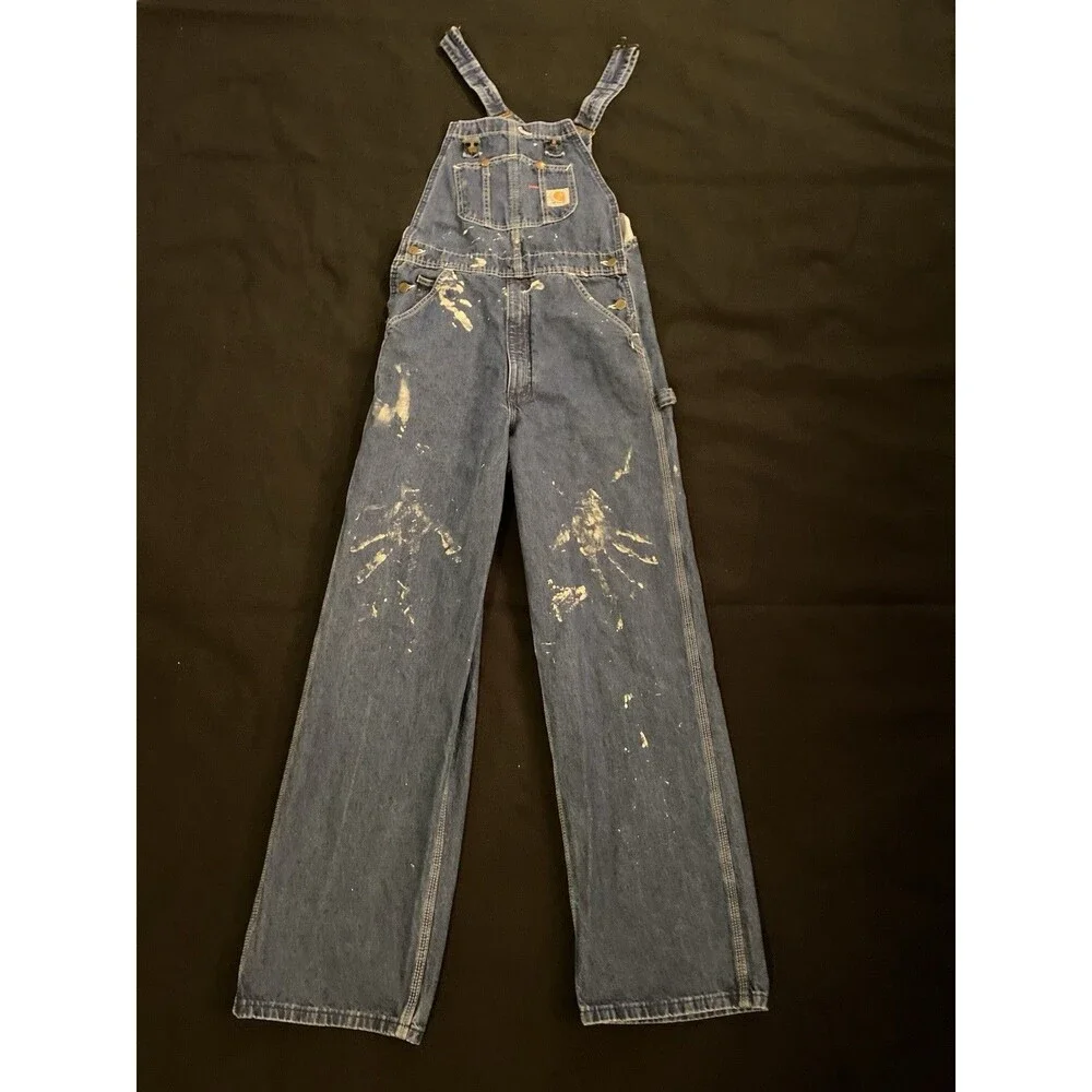 CARHARTT Carpenter Overalls Denim Jeans Bib Men’s 30X32 Jumpsuit Y2K Vintage